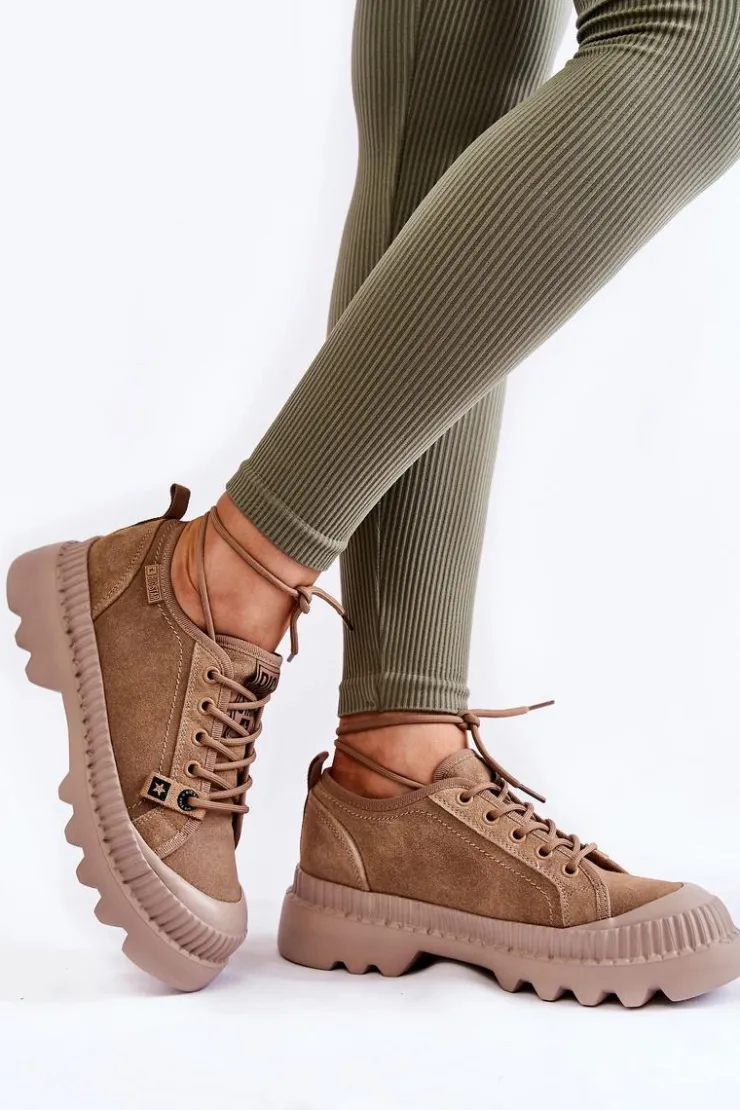 Online Big Star Shoes Zamszowe Buty Sportowe Big Star KK274511 Beżowe