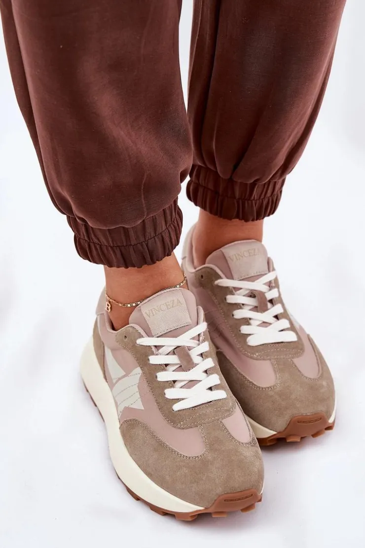 Sale Buty damskie Vinceza Zamszowe Buty Sportowe Damskie Na Platformie Vinceza 66720 Beżowe Beżowy