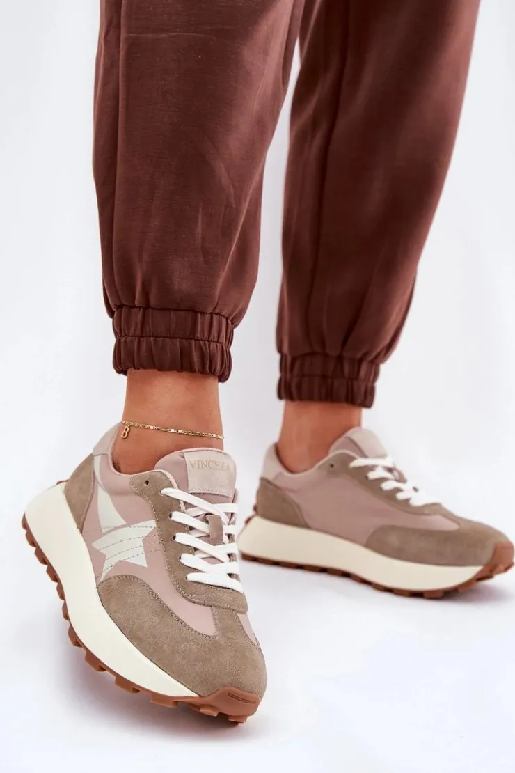 Sale Buty damskie Vinceza Zamszowe Buty Sportowe Damskie Na Platformie Vinceza 66720 Beżowe Beżowy
