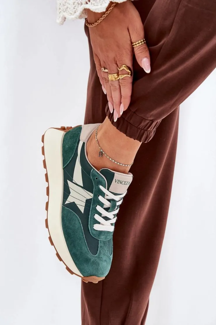 Damskie Buty damskie Vinceza Zamszowe Buty Sportowe Damskie Na Platformie Vinceza 66720 Zielone