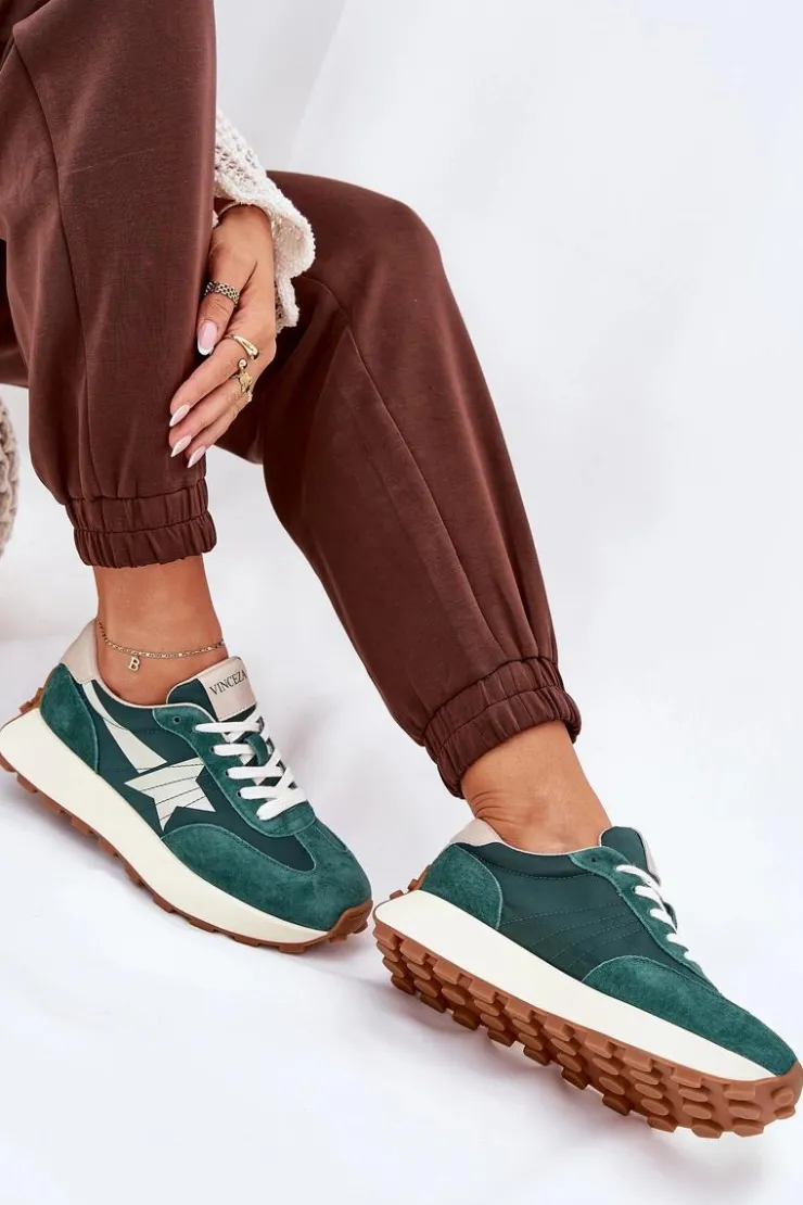 Damskie Buty damskie Vinceza Zamszowe Buty Sportowe Damskie Na Platformie Vinceza 66720 Zielone