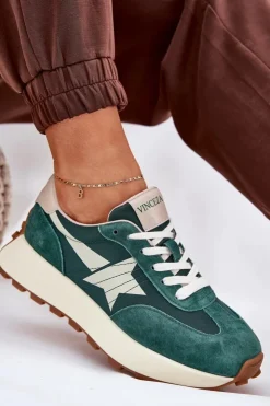 Damskie Buty damskie Vinceza Zamszowe Buty Sportowe Damskie Na Platformie Vinceza 66720 Zielone
