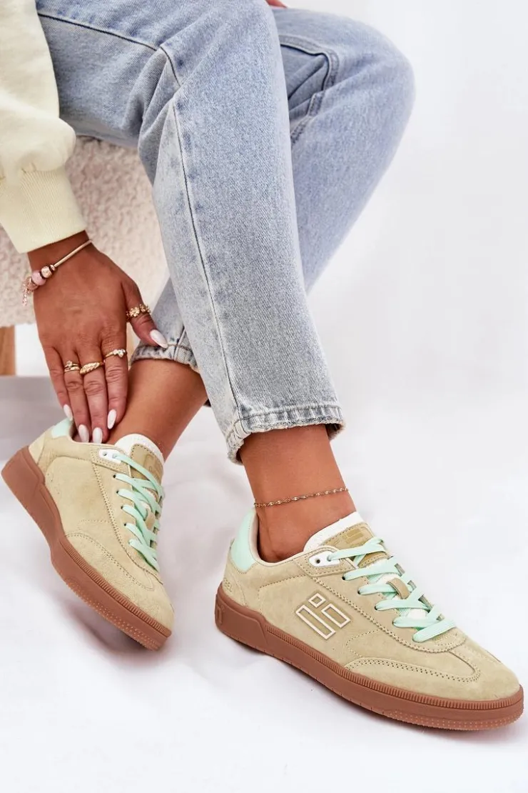 D.Franklin Sneakersy Damskie*Zamszowe Buty Sportowe Sneakersy Damskie DFSH387005 Limonkowe Zielony