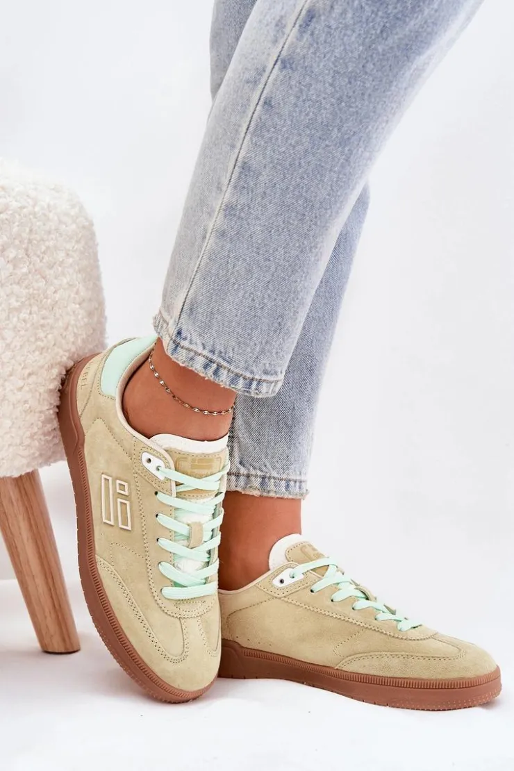 D.Franklin Sneakersy Damskie*Zamszowe Buty Sportowe Sneakersy Damskie DFSH387005 Limonkowe Zielony