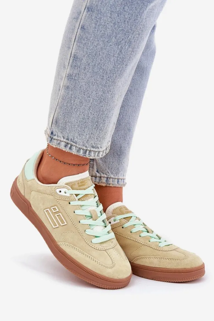 D.Franklin Sneakersy Damskie*Zamszowe Buty Sportowe Sneakersy Damskie DFSH387005 Limonkowe Zielony