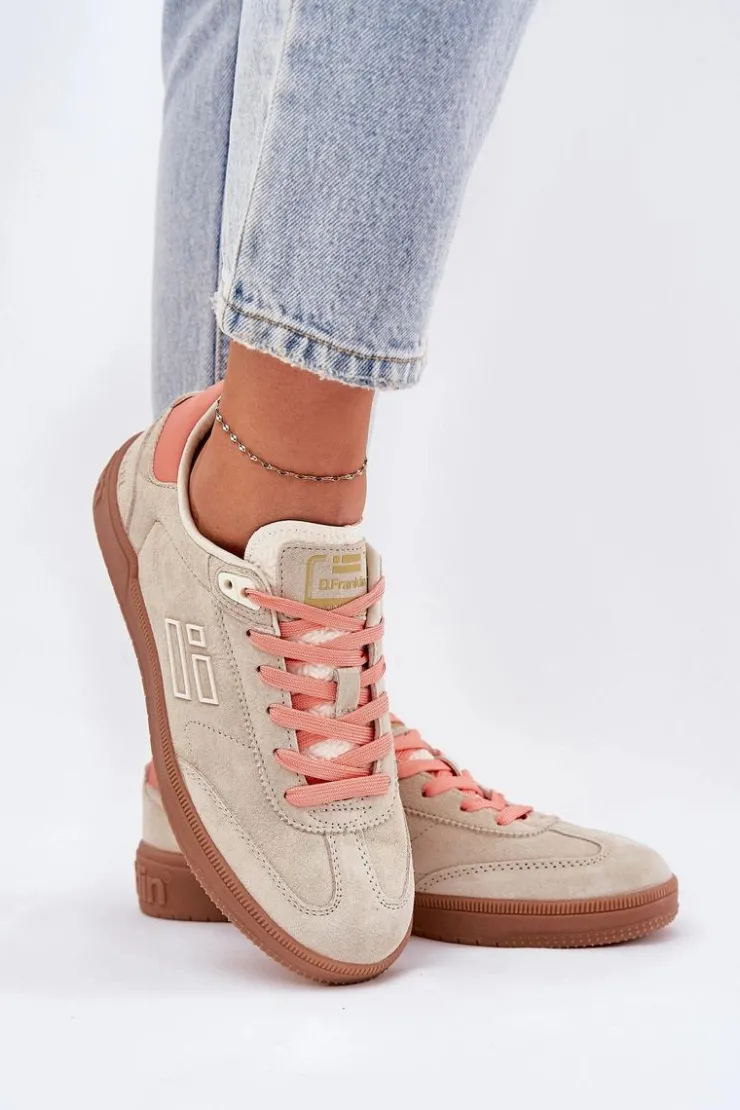 New D.Franklin Zamszowe Buty Sportowe Sneakersy Damskie DFSH387005 Beżowe