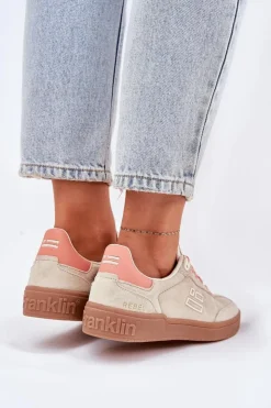 New D.Franklin Zamszowe Buty Sportowe Sneakersy Damskie DFSH387005 Beżowe