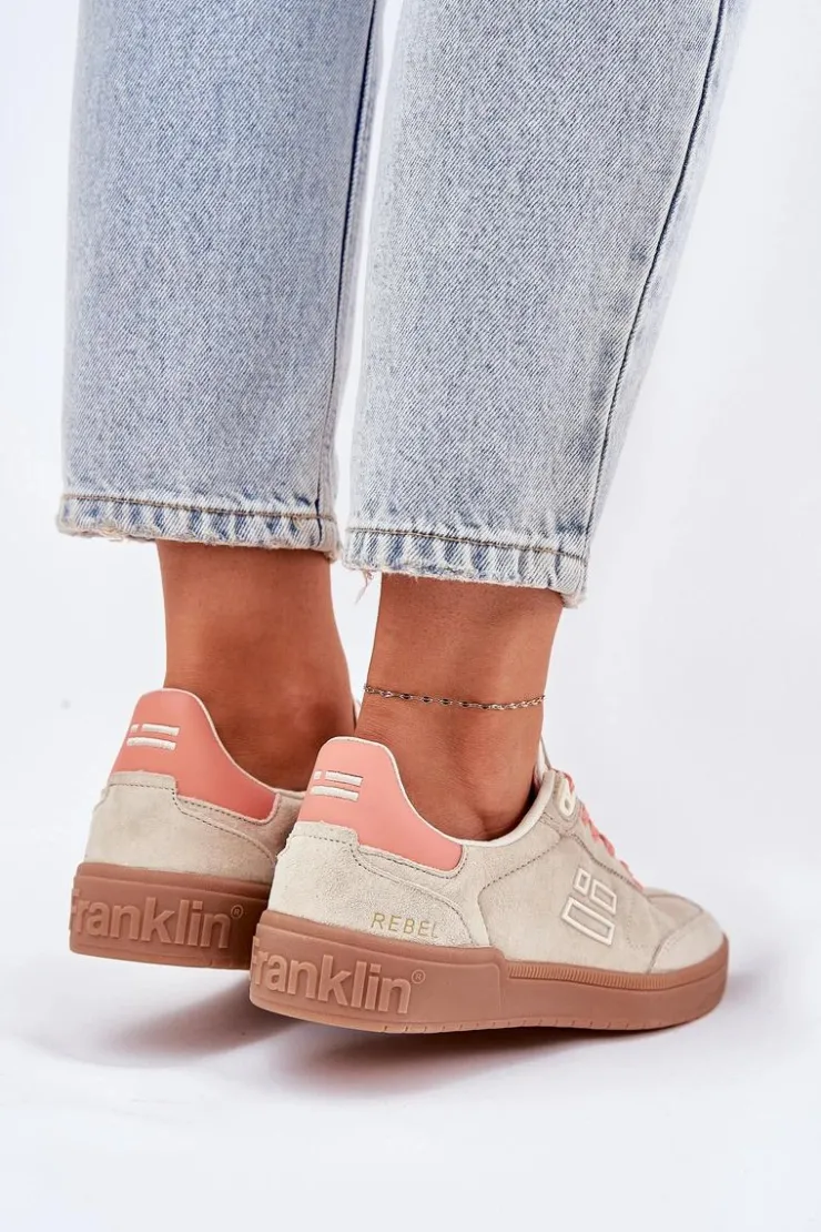 New D.Franklin Zamszowe Buty Sportowe Sneakersy Damskie DFSH387005 Beżowe
