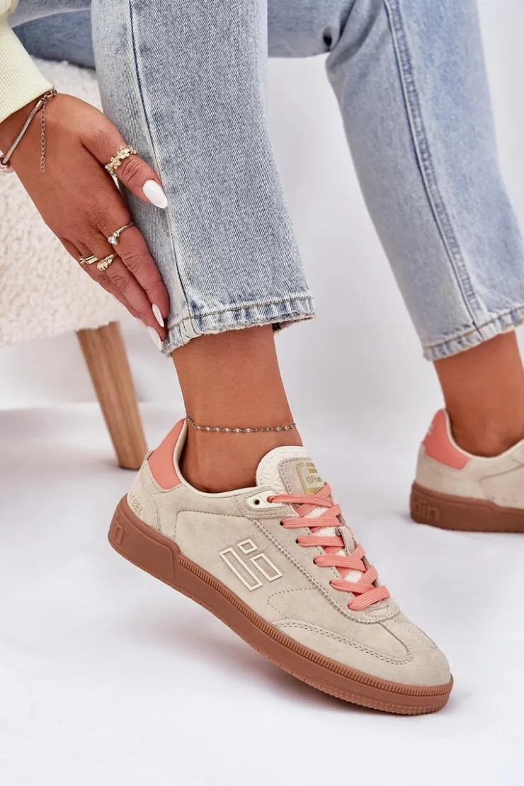 New D.Franklin Zamszowe Buty Sportowe Sneakersy Damskie DFSH387005 Beżowe