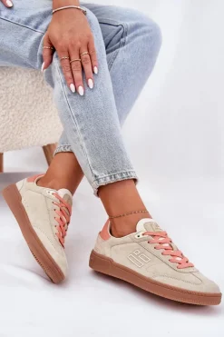 New D.Franklin Zamszowe Buty Sportowe Sneakersy Damskie DFSH387005 Beżowe