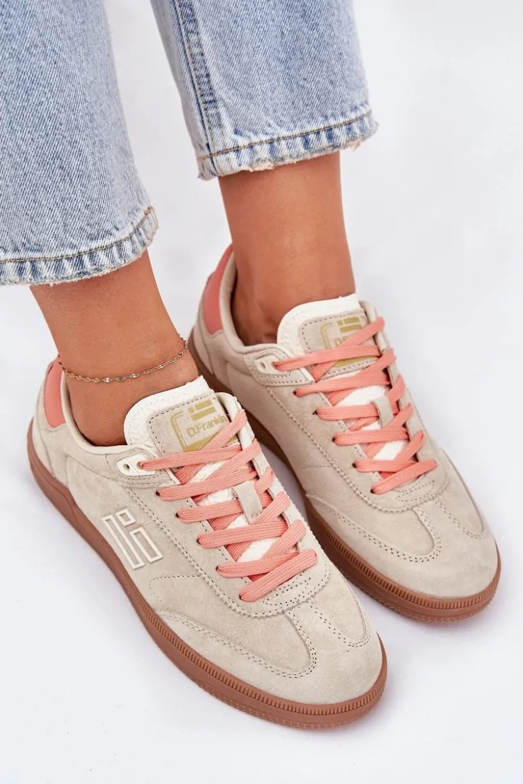 New D.Franklin Zamszowe Buty Sportowe Sneakersy Damskie DFSH387005 Beżowe