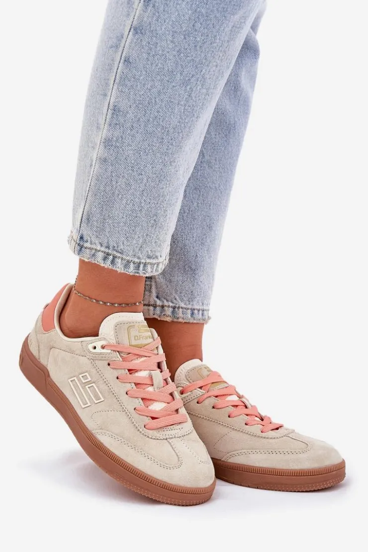 New D.Franklin Zamszowe Buty Sportowe Sneakersy Damskie DFSH387005 Beżowe