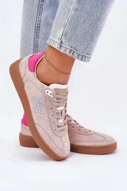 Damskie D.Franklin Zamszowe Buty Sportowe Sneakersy Damskie DFSH387005 Brudny Róż