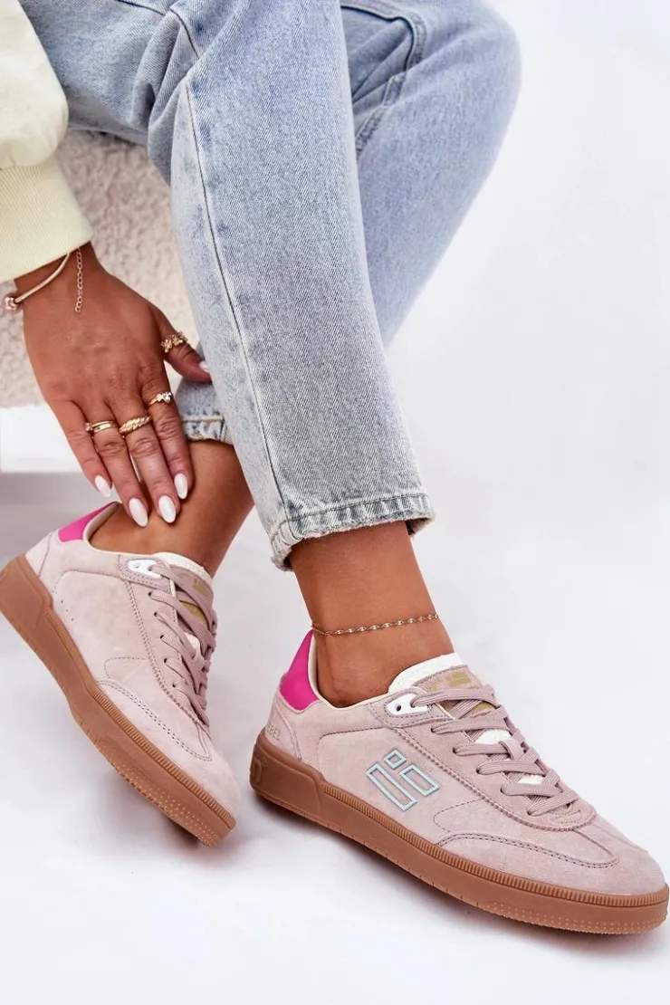 Damskie D.Franklin Zamszowe Buty Sportowe Sneakersy Damskie DFSH387005 Brudny Róż