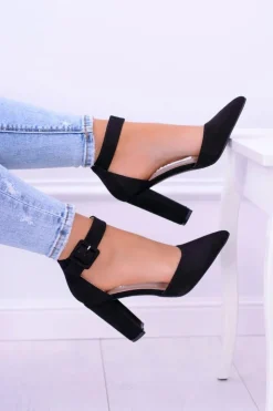 Boto Czółenka Zamszowe|Czółenka Na Słupku*Zamszowe Czarne Czółenka na Słupku Harinta