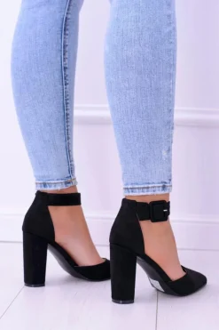 Boto Czółenka Zamszowe|Czółenka Na Słupku*Zamszowe Czarne Czółenka na Słupku Harinta