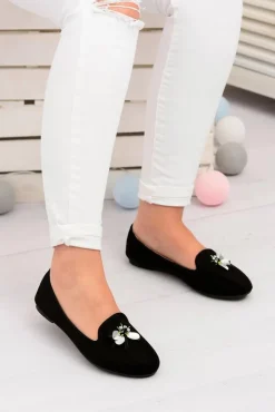 Damskie Boto Zamszowe Czarne Damskie Balerinki Lordsy Veni
