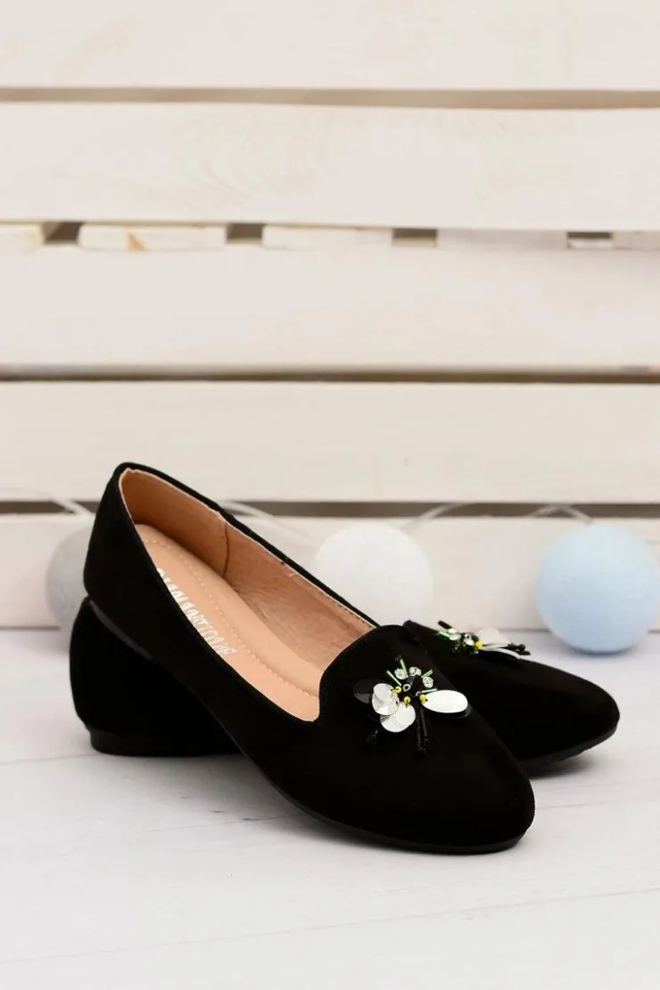 Damskie Boto Zamszowe Czarne Damskie Balerinki Lordsy Veni