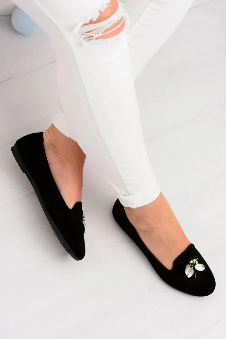 Damskie Boto Zamszowe Czarne Damskie Balerinki Lordsy Veni