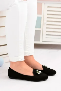 Damskie Boto Zamszowe Czarne Damskie Balerinki Lordsy Veni