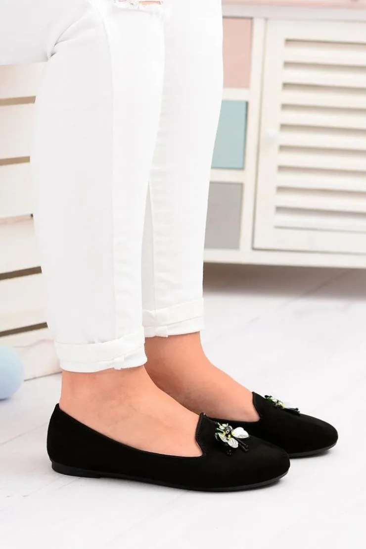 Damskie Boto Zamszowe Czarne Damskie Balerinki Lordsy Veni