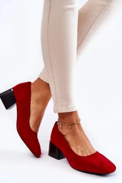 Boto Czółenka Zamszowe|Czółenka Na Słupku*Zamszowe Czółenka La.Fi 230034R-SU Czerwone