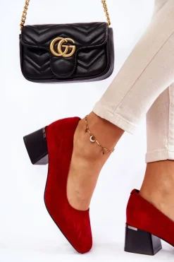 Boto Czółenka Zamszowe|Czółenka Na Słupku*Zamszowe Czółenka La.Fi 230034R-SU Czerwone