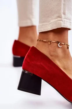 Boto Czółenka Zamszowe|Czółenka Na Słupku*Zamszowe Czółenka La.Fi 230034R-SU Czerwone