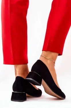 Damskie Boto Zamszowe Czółenka Lewski 3118 Czarne