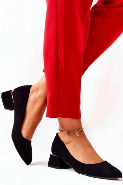 Damskie Boto Zamszowe Czółenka Lewski 3118 Czarne