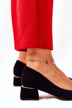 Damskie Boto Zamszowe Czółenka Lewski 3118 Czarne