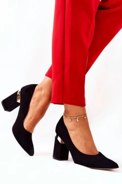 Sale Boto Zamszowe Czółenka Lewski 3117 Czarne Czarny