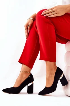 Sale Boto Zamszowe Czółenka Lewski 3117 Czarne Czarny