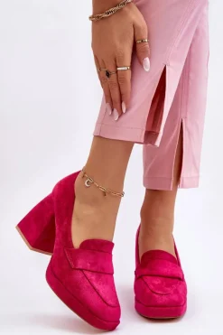 Buty damskie Vinceza Czółenka Na Platformie|Czółenka Na Słupku*Zamszowe Czółenka Na Masywnym Obcasie I Platformie Fuksja Adriel