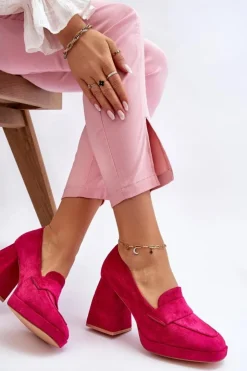 Buty damskie Vinceza Czółenka Na Platformie|Czółenka Na Słupku*Zamszowe Czółenka Na Masywnym Obcasie I Platformie Fuksja Adriel