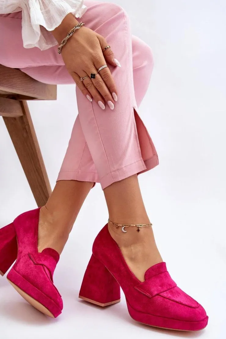 Buty damskie Vinceza Czółenka Na Platformie|Czółenka Na Słupku*Zamszowe Czółenka Na Masywnym Obcasie I Platformie Fuksja Adriel