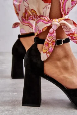 Online Boto Zamszowe Czółenka Na Masywnym Obcasie I Platformie Czarne Diame