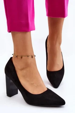 Sale Boto Zamszowe Czółenka Na Modnym Obcasie Czarne Estellia