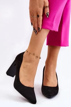 Sale Boto Zamszowe Czółenka Na Modnym Obcasie Czarne Estellia