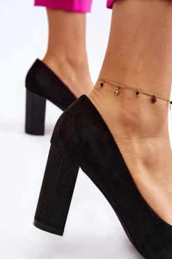 Sale Boto Zamszowe Czółenka Na Modnym Obcasie Czarne Estellia