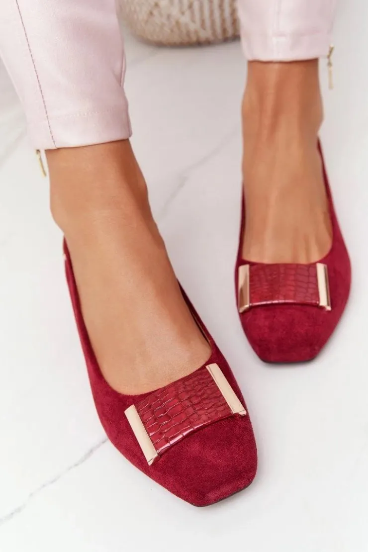 Discount Buty Sergio Leone Zamszowe Czółenka Na Obcasie Sergio Leone PB142 Bordowe