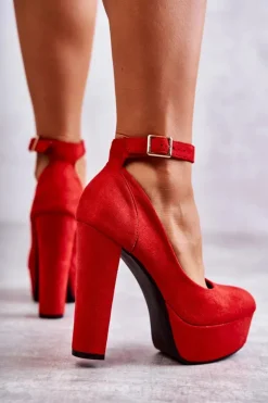 Boto Czółenka Na Platformie|Czółenka Zamszowe*Zamszowe Czółenka Na Platformie Czerwone Rivia