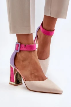 Boto Czółenka Zamszowe|Czółenka Na Słupku*Zamszowe Czółenka Na Słupku Multikolor Lodho