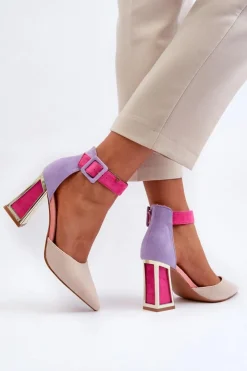 Boto Czółenka Zamszowe|Czółenka Na Słupku*Zamszowe Czółenka Na Słupku Multikolor Lodho