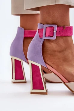 Boto Czółenka Zamszowe|Czółenka Na Słupku*Zamszowe Czółenka Na Słupku Multikolor Lodho