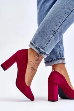 Buty Sergio Leone Zamszowe Czółenka Na Słupku Sergio Leone PB216 Fuksja