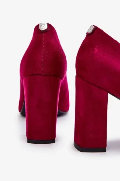 Buty Sergio Leone Zamszowe Czółenka Na Słupku Sergio Leone PB216 Fuksja