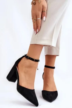 Sale Boto Zamszowe Czółenka Na Słupku Czarne Lexie