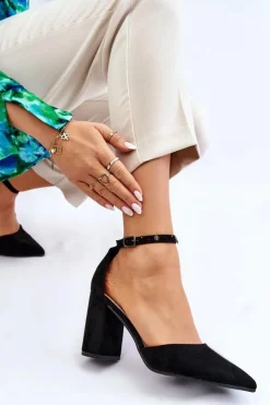 Sale Boto Zamszowe Czółenka Na Słupku Czarne Lexie