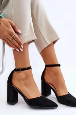 Sale Boto Zamszowe Czółenka Na Słupku Czarne Lexie